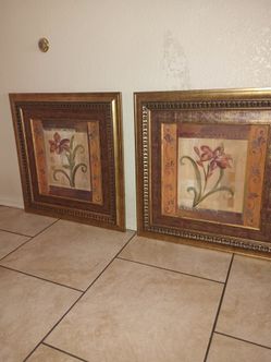 Pair of home interiors  Sonoma framed floral art print by artist Joy alldredge