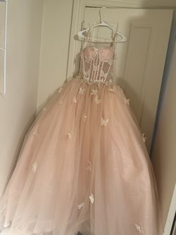 Modern Blush Butterfly Quinceañera Dress