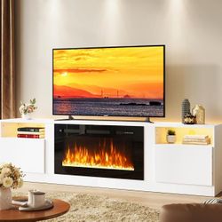 oneinmil 80” TV Stand with 36” Electric Fireplace