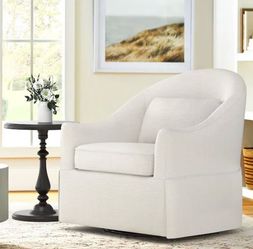 Cream White swivel fabric accent chairs