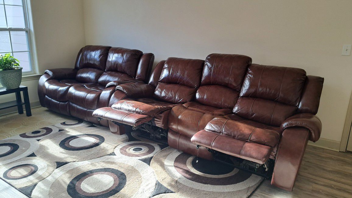leather reclining sofa with loveseat