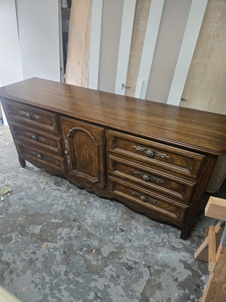 Antique 6 Draw With Mirror