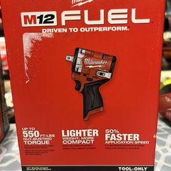 MILWAUKEE M12 Cordless Stubby Impact Wrench 1/2 In. Fuel Brushless $220