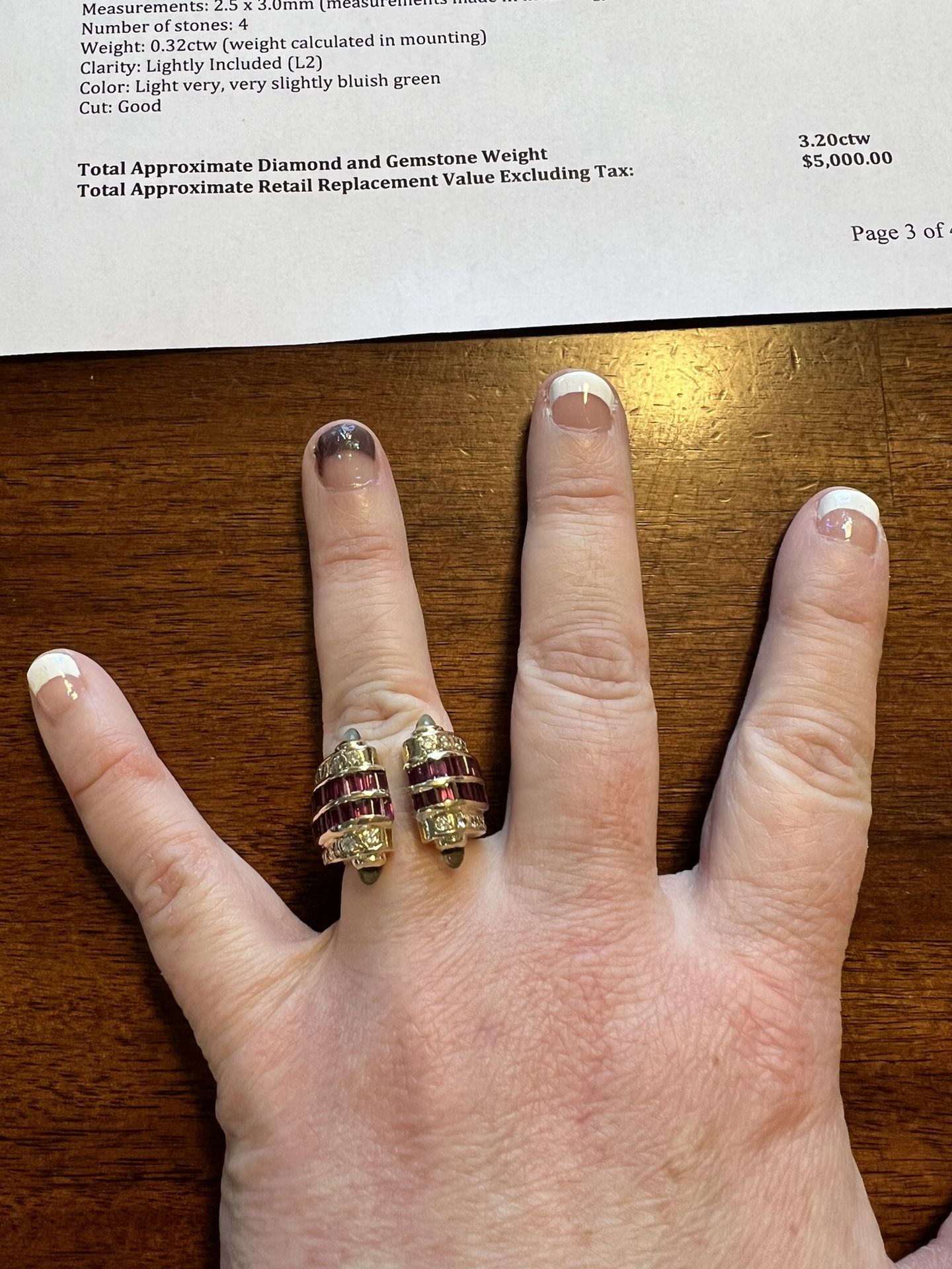 Authentic Open Ended Ring - Rubies, Diamond and Tourmaline 