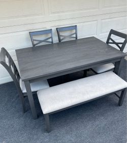 5-PC AESTHETIC HIGH TOP GRAY FINISH DINING SET (TABLE WITH SHELVES AND 4 PADDED CHAIRS)