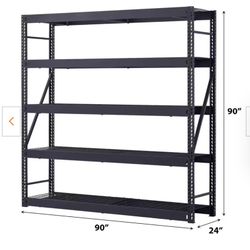 5-Shelf Metal Industrial Duty Freestanding Garage Storage Shelving Unit in Black