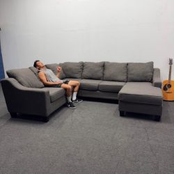 Compact & Comfy Sectional Couch (Dark Charcoal Gray)