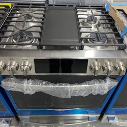 GE Stainless Steel 30” Gas With AIR FRYER 5 Burner Stove 