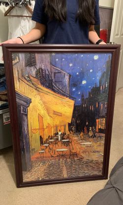 Glass with wood frame artwork