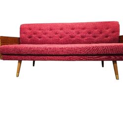 Mid-Century Modern Aidan Tufted Sofa - Red/Blush