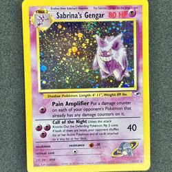 Pokemon Sabrina's Gengar 014/132 Gym Heroes Holo Rare Swirl 💎