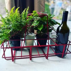 Vintage Cast iron milk bottle carrier. 