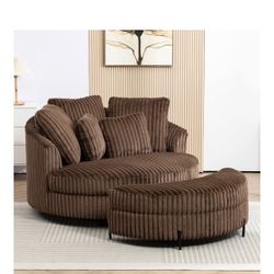 Over Sized Swivel Chair With Ottoman 