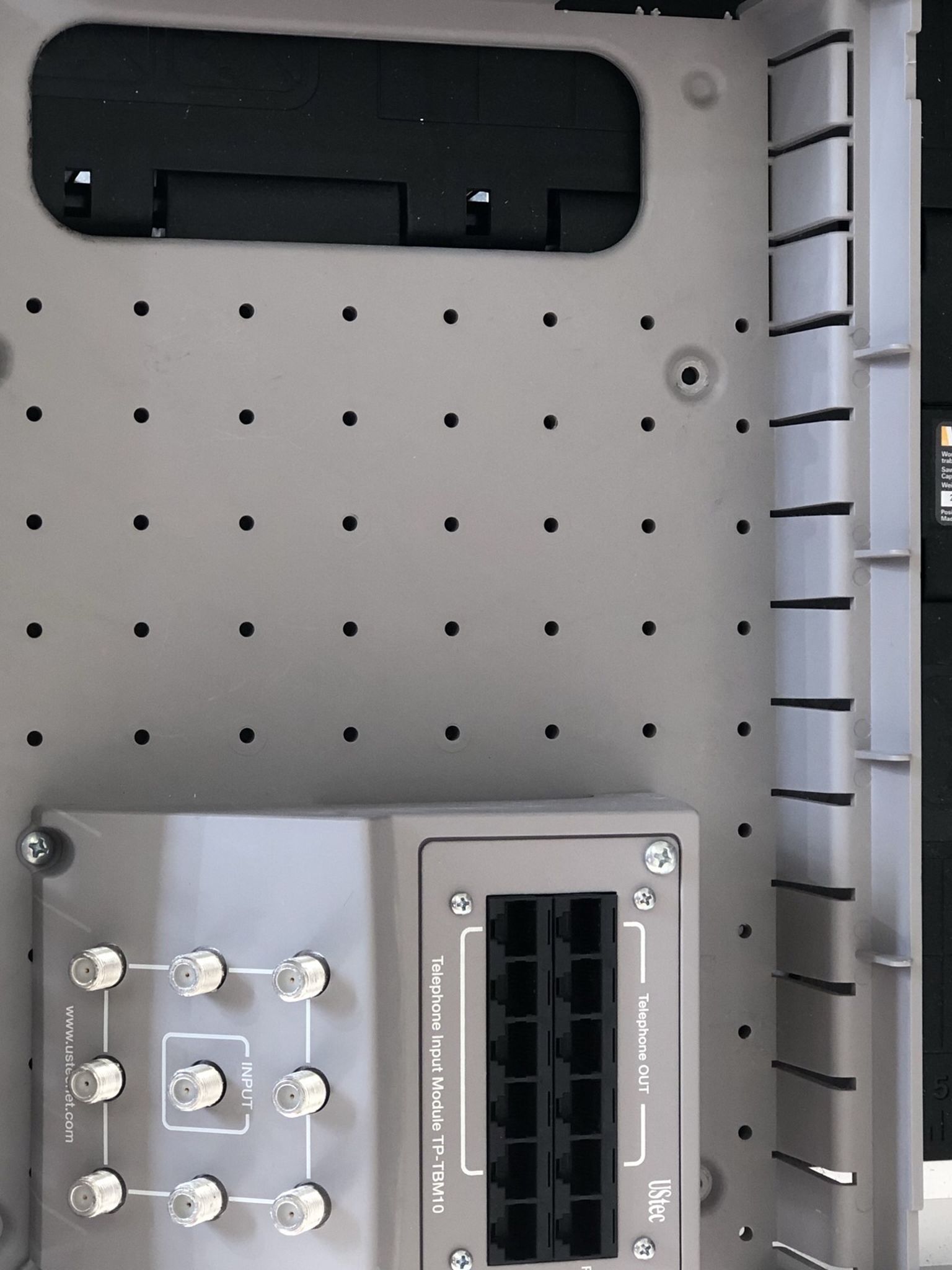 UsTec Structured Media Enclosure With UStec TP-TBM10 Combination Telephone 6x5, Video 1x8 Distribution Module