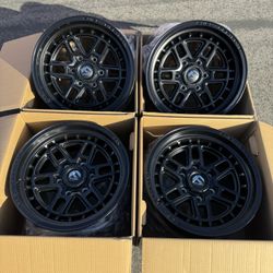6x5.5 Fuel Nitro 17” Black Wheels 6 Lug Rims Off-Road Satin Black Silverado Sierra Tacoma 