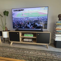 mid century storage console TV stand with Storage 