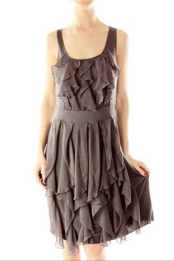 Y2K Taupe/gray chiffon Ruffled Dress size Small brand new with tags
