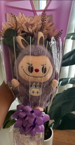 25cm Purple Labubu Flower Bouquet 