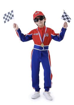 Kids Racing Suit Costume Toddler and Boys Race Car Driver Jumpsuit, Dress Up & Pretend Play, Size: LARGE (kids) NEW BRAND NEW