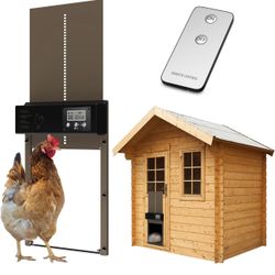 Automatic Chicken Coop Door, Chicken Door Opener with Timer, LCD Screen, Evening and Morning Delay, Aluminum Chicken Coop Door for Poultry, New Upgrad