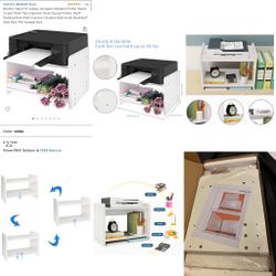 Monitor Stand TV Laptop Computer Wooden Printer Stand, 2 Layer Desk Tidy Organizer- New