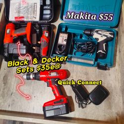 Drills Makita and Black and Decker