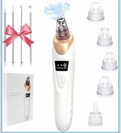 Blackhead Remover Vacuum for Face, 3 Adjustable Suction Levels, White Adjustable Pore Cleaning, 5 Interchangeable Probes, USB Rechargeable Design