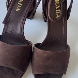 Authentic Brown Sued Prada Heel.  Size 38.5 -39