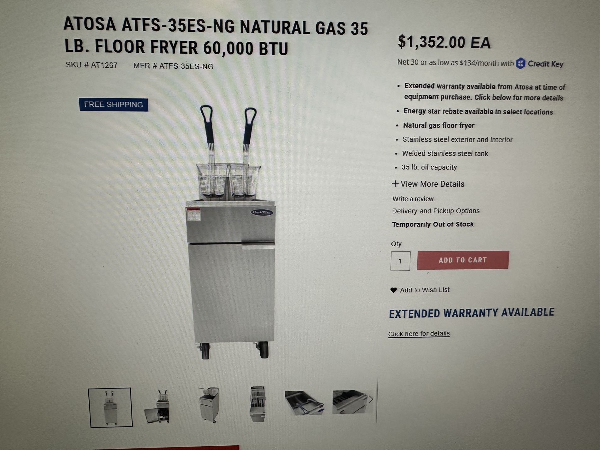 NIB ATOSA GAS FRYER