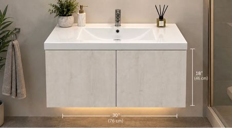 30" Wall-Mounted Bathroom Vanity with Sink