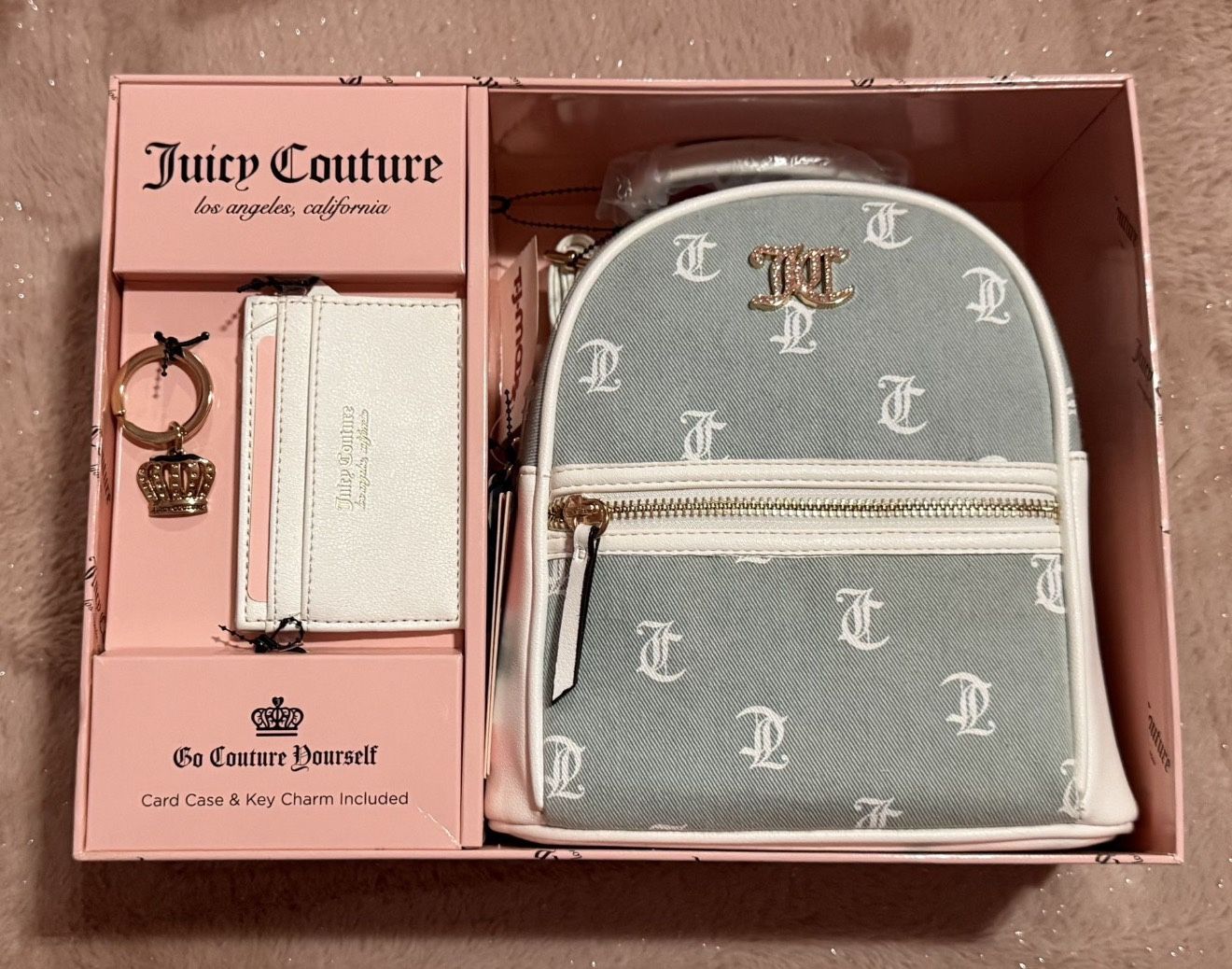 Juicy Couture Mini Denim Backpack Includes Card Case & Keychain