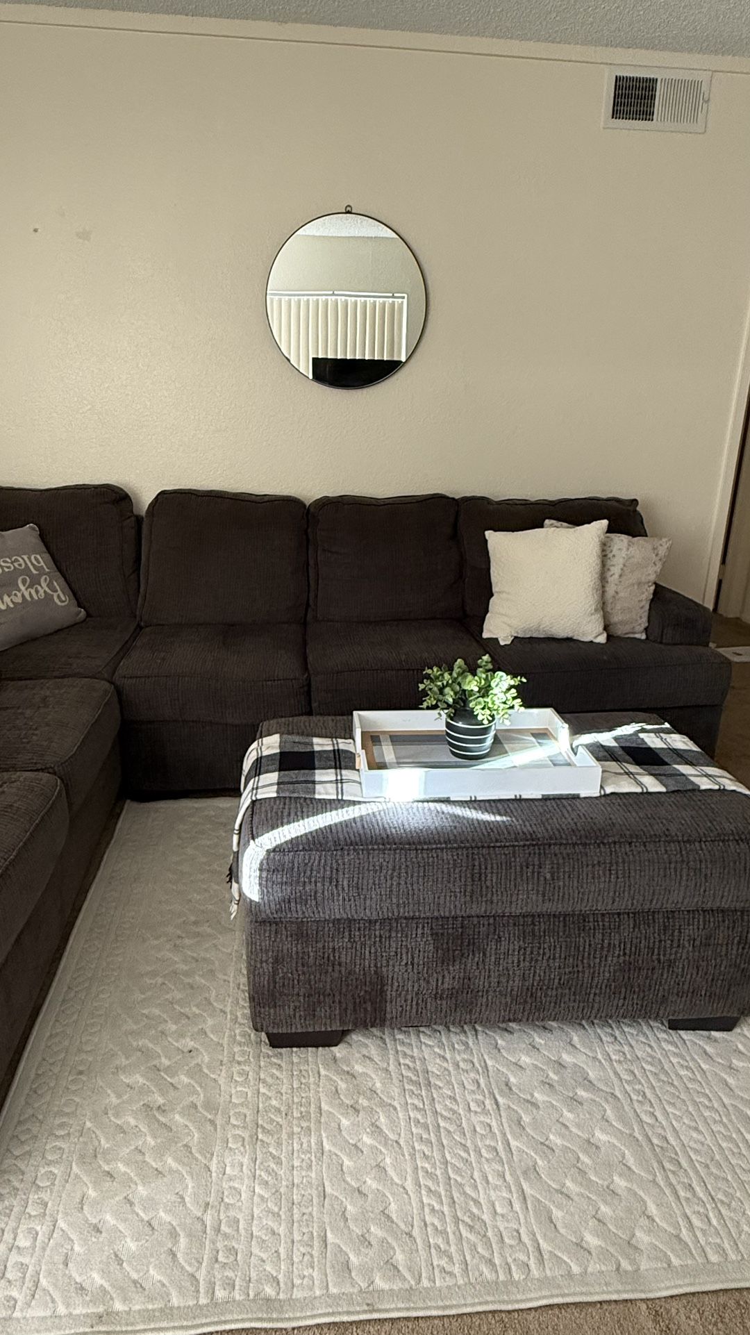 Charcoal Gray Couch & Ottoman