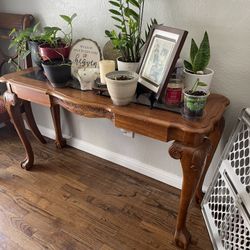 Wood Table With Glass