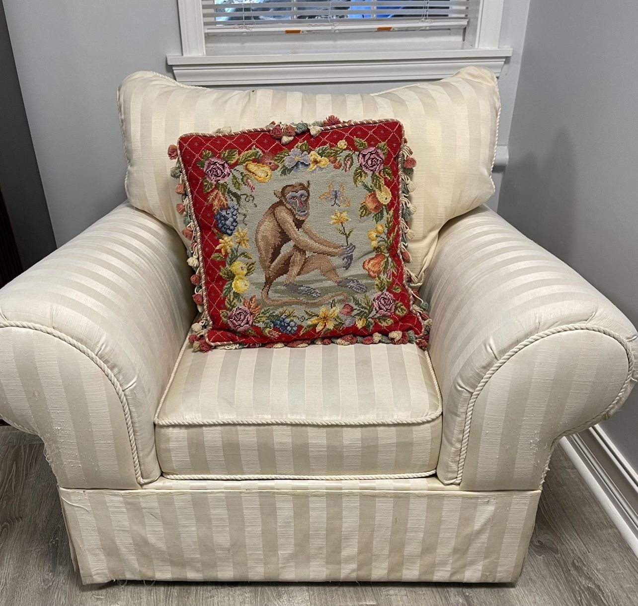 Vintage Oversized Bernhardt White Chair For Sale