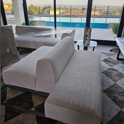 Luxury White Double-Sided Sectional Sofa