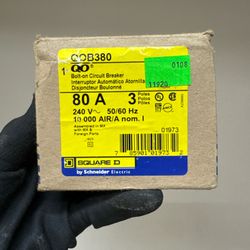 QOB380 Square D Bolt-On Circuit Breaker 240VACV 80A 3-Pole 10kA@240V