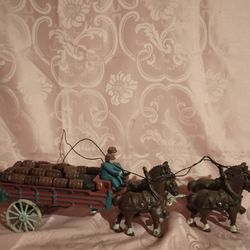 Vintage Cast Iron Draft Horse Team 