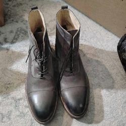 Ross & Snow Italian Leather Cap Toe Boots Mens Size 12 Gray