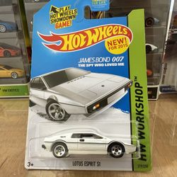 🎬🎥 HOT WHEELS 2013 - JAMES BOND 007 The Spy Who Loved Me - White Lotus Espirit S1 - HW WORKSHOP 219/250 - Movie Die Cast Toy 🎬🎥