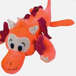 Classic Toy Co Plush Pink Lucky Dragon Purple Wings Laying Stuffed Animal