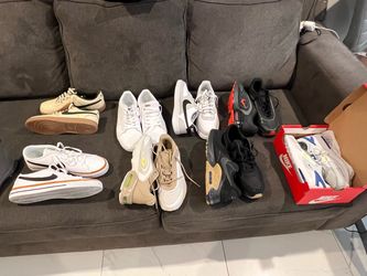 7 New nike tennis shoes court legacy men sneaker white  size 13 and black air max size 12 and beige size 10.5 asking $65 each thanks read the add for 