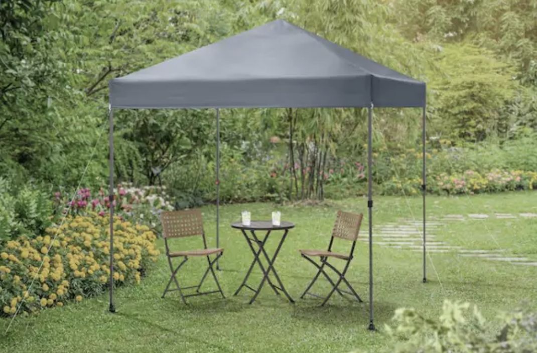 Everbilt 8 ft. X 8 ft. Grey Straight Leg Instant Canopy Pop Up Tent Sto-N-Go