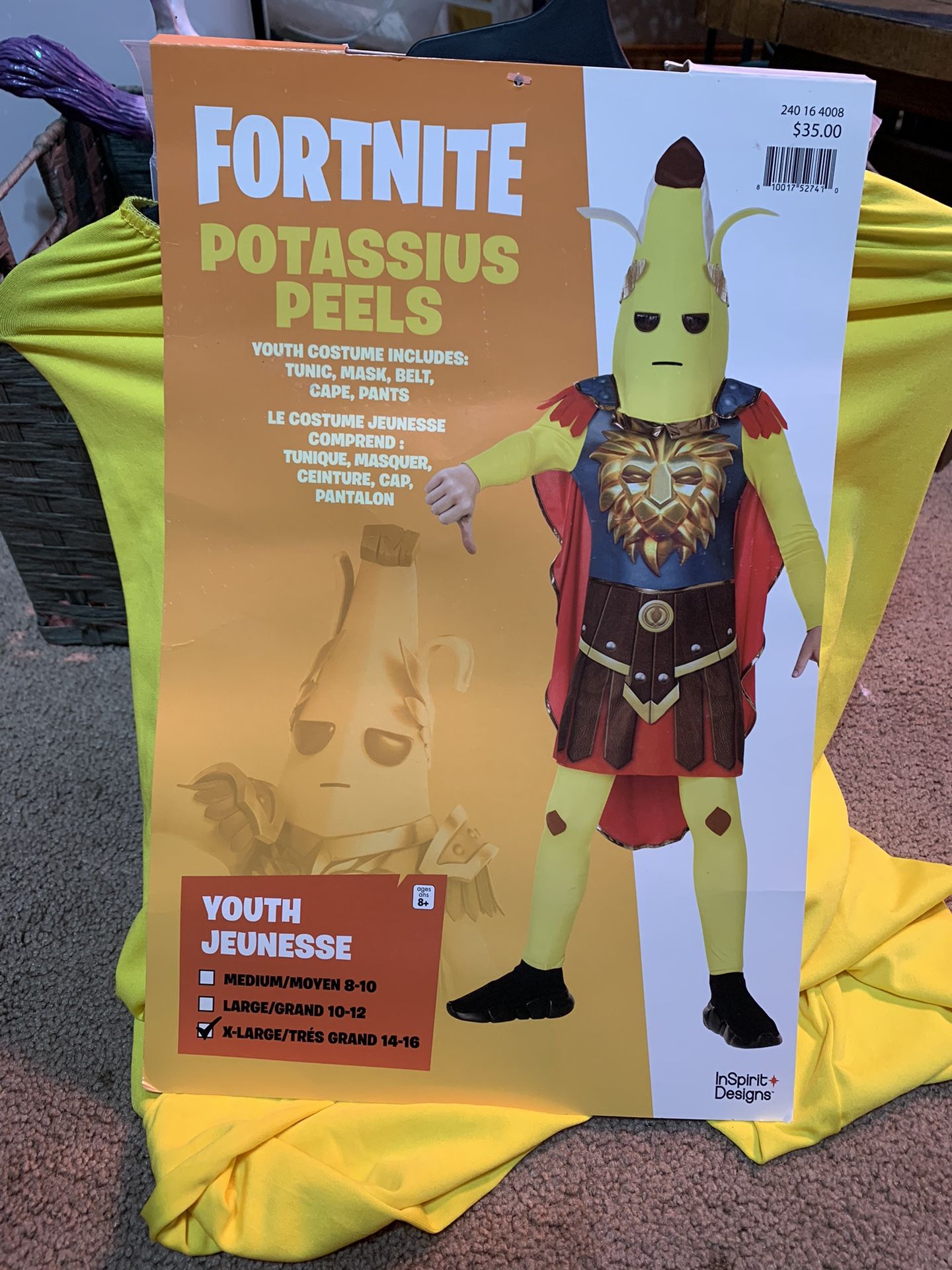 Fortnite Potassius Peels Youth Halloween Costume Sz XL 14-16