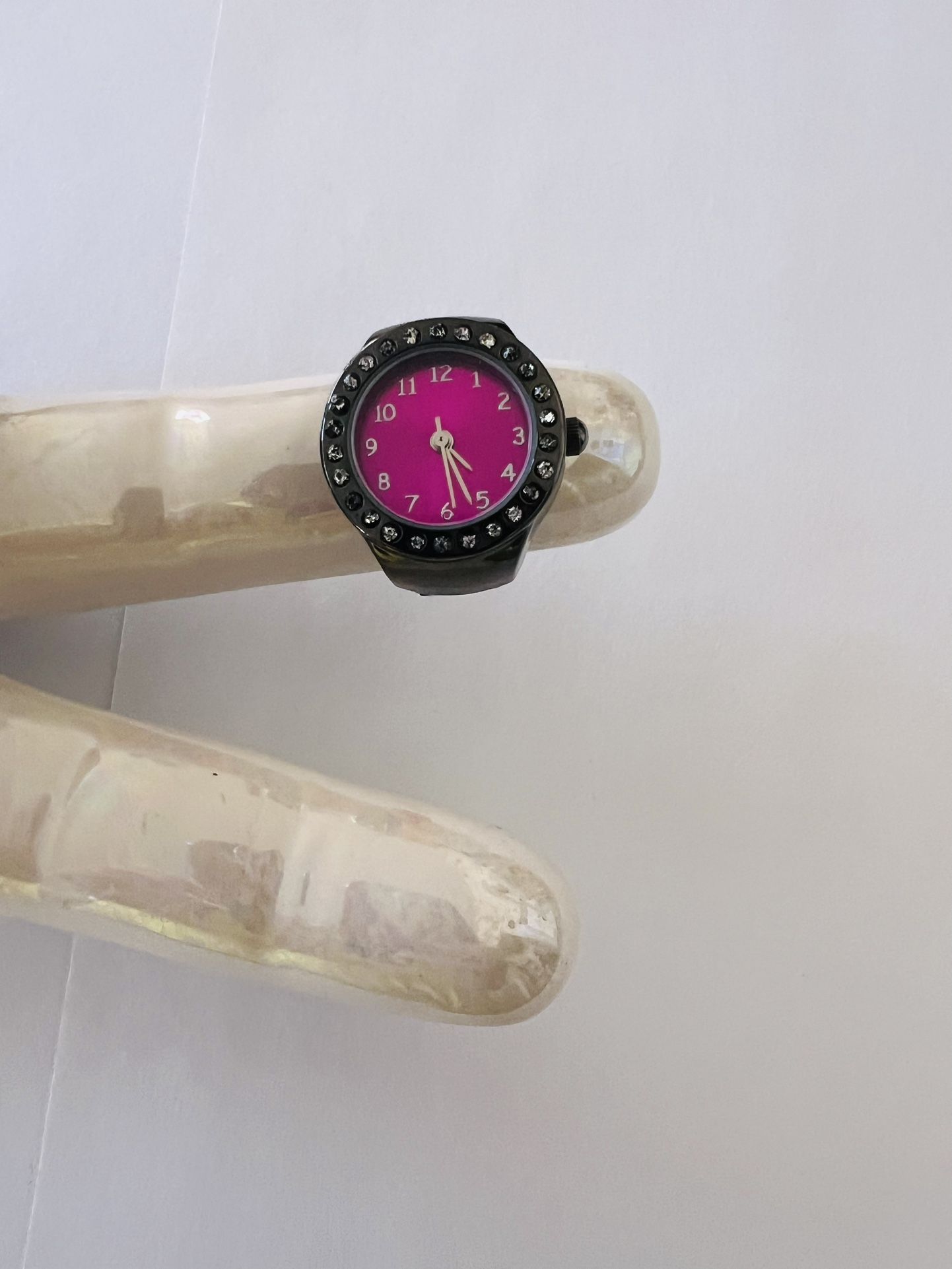 Fashion Ring Watch – Pink Face Rhinestone Accent