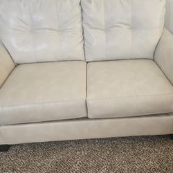 Cute modern style off-white Durablend loveseat - sofa