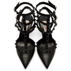 Authentic Valentino Garavani Rockstud Noir Black Studded Kitten Heels 100% Authentic 