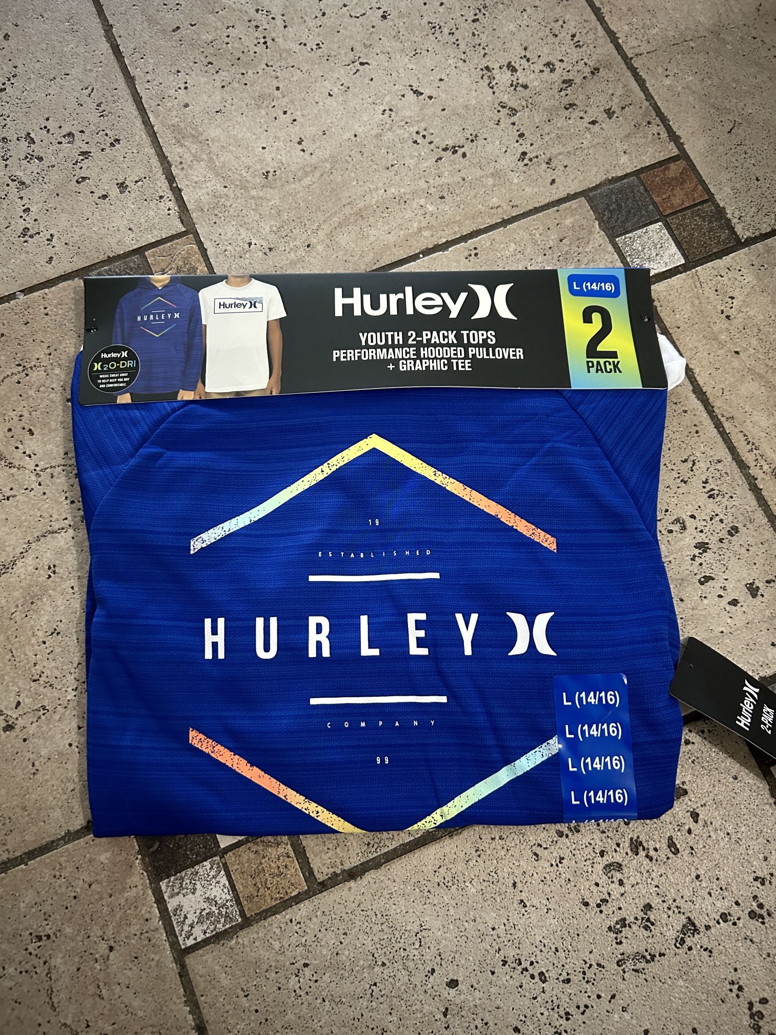 NWT Hurley boys performance hoodie & tshirt 2pcs set size L 14/16