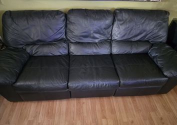 Black leather sofa