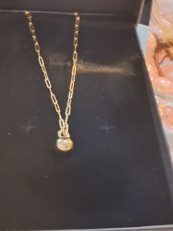 Gold Paperclip Chain Pearl Pendant Necklace