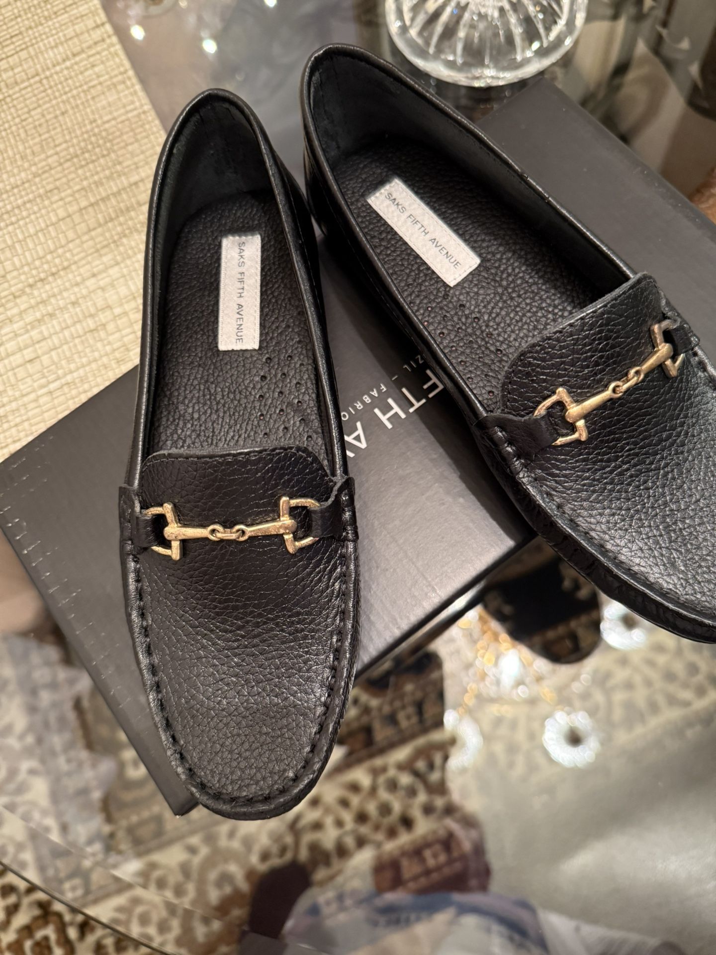Saks Fifth Avenue women’s leather loafers size 6 and 7.5 with box